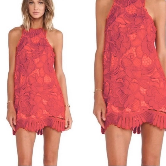 Lovers & Friends Red Caspian Lace Dress SzS - Picture 6 of 6